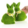 Com-Four® Decorative figures, green ceramic Easter figures, with moss like