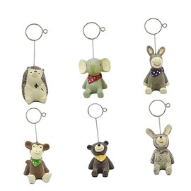 STOBOK 6pc Rustic Place Card Holders Desktop Card Holder Animal Menu Clips Resin Note Clips Animal Photo Holder Table Photo Holder Mini Elephant Figurines Memo Clips Photo Frame Cartoon