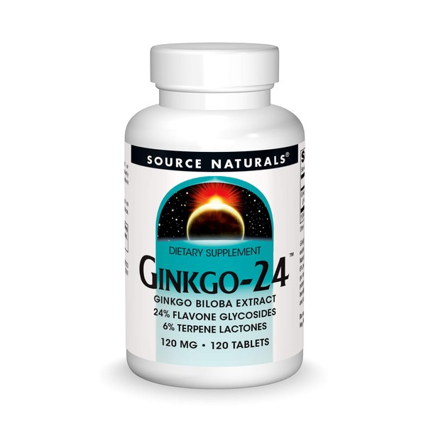 Source Naturals Ginkgo-24 - Ginkgo Biloba Extract 120 mg Supports Mental Acuity - 120 Tablets