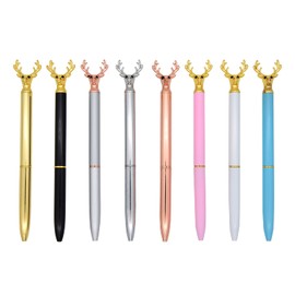 Gullor 8 Pieces Deer Head Shape BallPoint Pen Unique Christmas Pens Cute Animal Pen Black Ink, Multicolored C