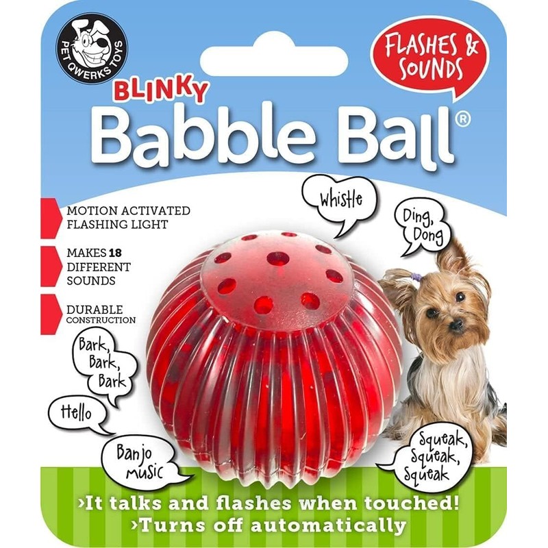 Pet Qwerks Blinky Babble Ball - Flashing Interactive Chew Dog