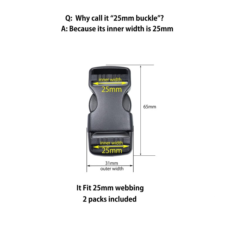 Ahijklmn Quick Side release buckles 25mm Plastic Clips Backpack Replacement