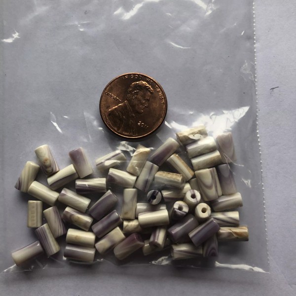 Wampum World 5005b 1 Bead Of 8x4mm Tube Wampum Bead