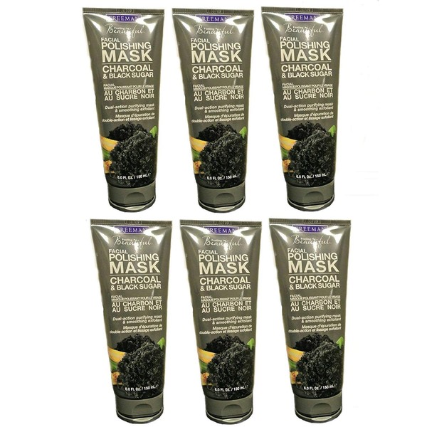 Freeman Facial Charcoal & Black Sugar Polish Mask 6oz (6 Pack)