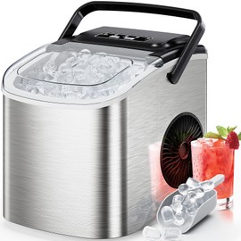 Countertop Ice Maker, 26lbs in 24Hrs, 2 Sizes of Bullet Ice, Stainless Steel