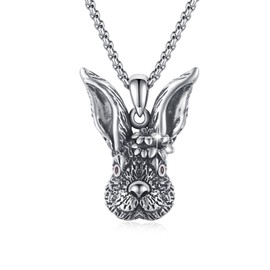 Rabbit Necklace 925 Sterling Silver Bunny Necklace Rabbit Pendant Necklace Easter Rabbit Necklace with Red Zircon Animal Necklace Bunny Jewelry Gifts for Men Women, Sterling Silver, Zircon