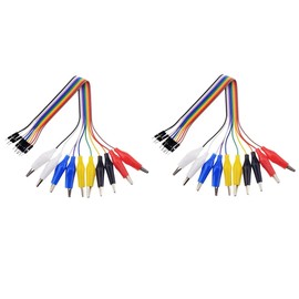 Aofan 2 x 10 Pin 20 cm Breadboard Crocodile Clip Jumper, Gator to Plug, Jumper Cable, for Power Supply, LED Strips, Multimeter, Arduino Lilypad and Raspberry Pi