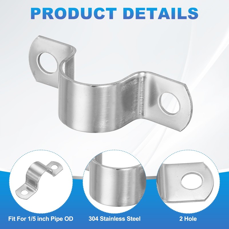 PATIKIL 22mm Rigid Pipe Strap, 12 Pcs 304 Stainless Steel