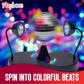 Playbees Rotating Disco Ball - LED Revolving Ball with Movable Strobe Lights