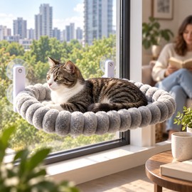 Cat Window Hammock for Indoor Lounging – Foldable Suction Cup Bed for Sunbathing and Window Watching