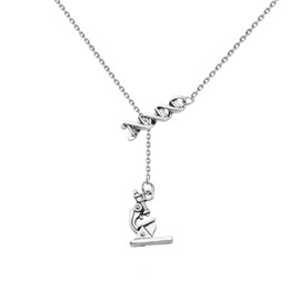 AKTAP DNA Earrings Science Flask Earrings DNA Double Helix Necklace Science Jewelry Chemistry Gifts Chemistry Biology DNA Lab Tech Charm Y Necklace (Necklace 1)