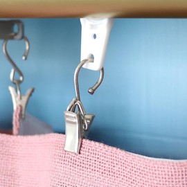 Refila S Hooks Curtain Clips, 50 Pack Hanging Party Lights Clips Hangers Gutter Photo, Art Craft Display, 1.8 Inch Long (Stainless Steel)