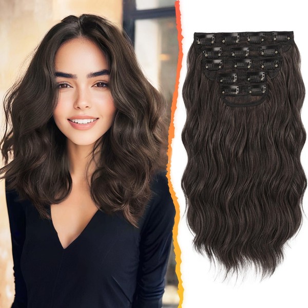 BARSDAR Short Wavy Clip in Hair Extensions - 14 Inch