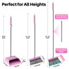 JOYMOOP Pink Broom and Dustpan Set with 56" Long Handle,