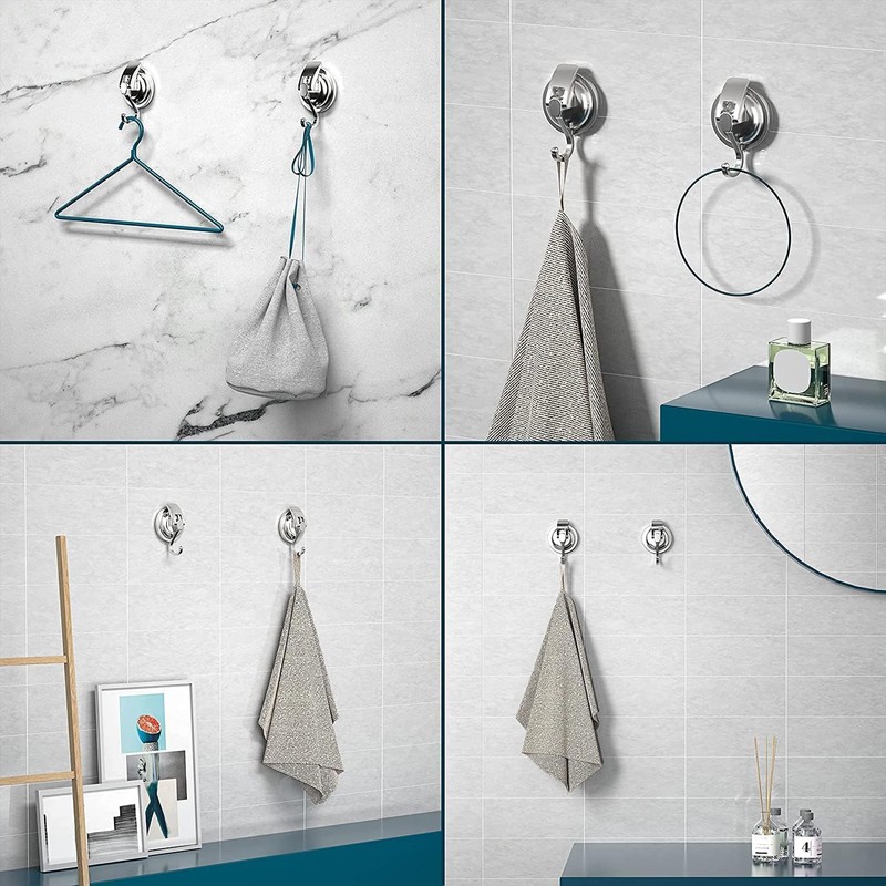 Strong Suction Cup Hook, Bathroom Hook, 2 Pack, Vacuum, Load