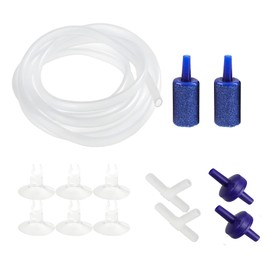 YMWALK Fish Tank Air Pump Accessories Set, Aquarium Air Pipe Kit including 5m Aquarium Airline Tube, Air Stone, Check Valve, Suction Cup and Connectors for Aquarium Air Pump