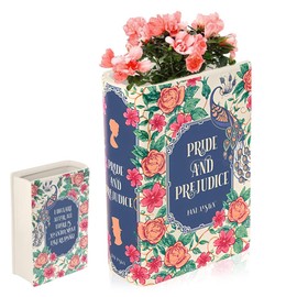 Rppiup Book Vase, Ceramic book shaped vase for Home Decor, Aesthetic Cute book vase for flowers, Book Shaped Decorative Vase, Art Bookshelf Decor for Book Lovers Office Garden Home Decoration