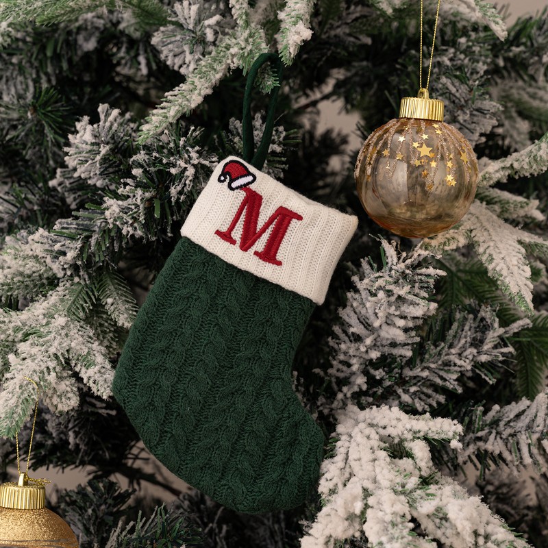 Christmas Stocking – Green A-Z Letter Hanging Christmas Stockings, Christmas