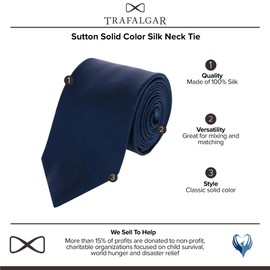 Trafalgar Sutton - Corbata de seda de color sólido, marino, Talla única