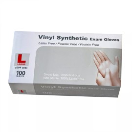Softer 200pcs Vinyl Gloves Synthetic Exam Grade LARGE Latex & Powder free Food Safe