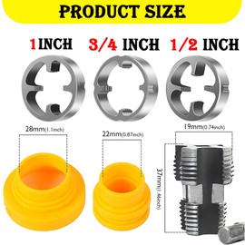 Electric Drill Compatible PVC Pipe Threader Kit with Various Die Sizes, Versatile PVC Pipe Threader Kit,Pipe Threader Kit, Pipe Threader with 3 Dies 1", 1/2", 3/4", (Internal + External)