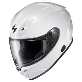 ScorpionEXO R430 Full Face Street Motorcycle Helmet with Bluetooth Ready Speaker Pockets DOT SNELL Solid (White - Small)