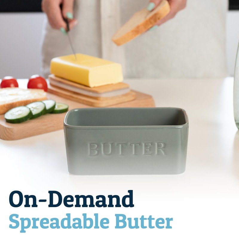 PriorityChef Extra Large Butter Dish with Lid for Countertop, Ceramic