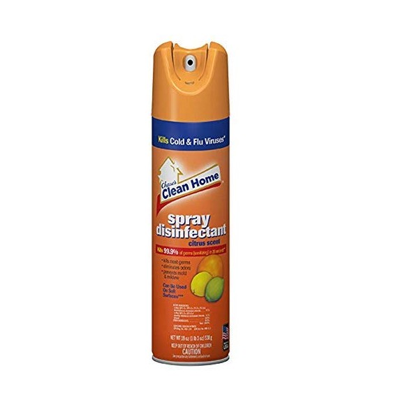Clean Home Spray Disinfectant, Citrus Scent, 19 oz Aerosol, Case of 12