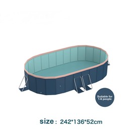 RockRain 2.8m Oval Inflatable PVC Pool: Dark Blue Large Garden Swimming Pool - Heavy-Duty & Foldable Design for Outdoor Water Play - Easy Setup & Fast Drainage for Families