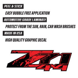 Z71 4x4 (Set of 2 Decals) - F - 1500 2500 HD Stickers (Z71 4x4 Red Splash)