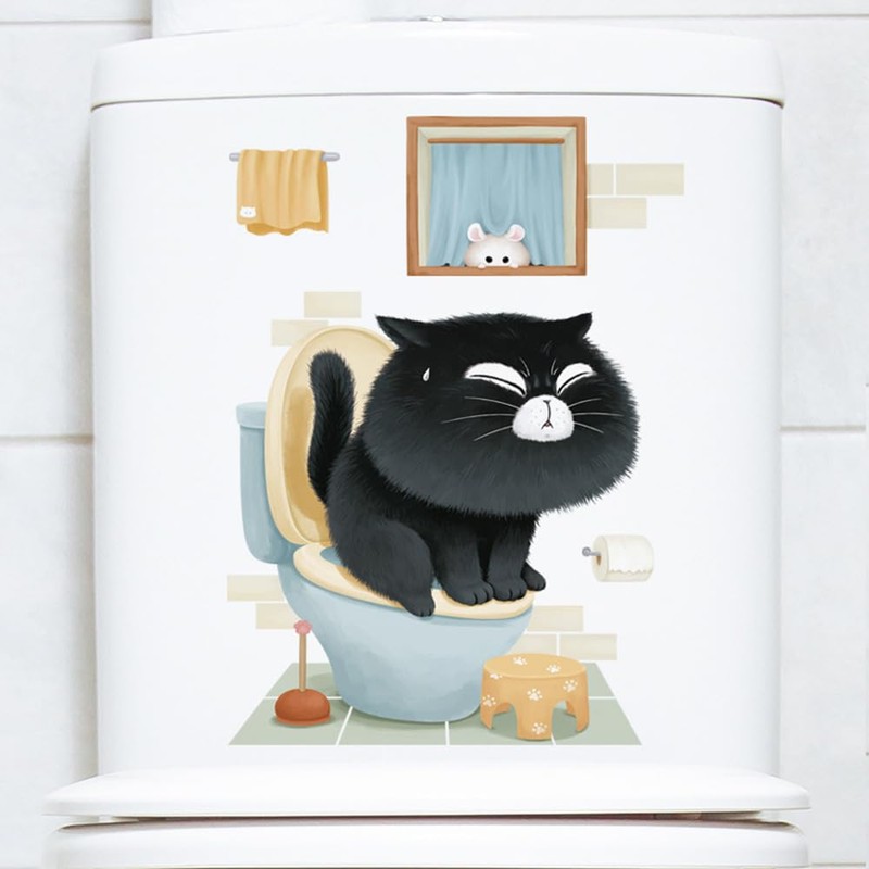 Fujitoya Toilet Wall Decor, Plants, Cats, Scandinavian Wall Decor, DIY,