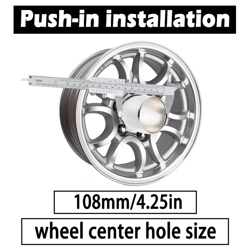 Rheedal 2Pcs 4.25inch Trailer Wheel Center Cap Push Through 4.25"