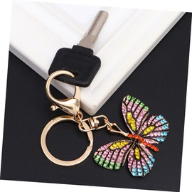 Baluue 1pc Butterfly Keychain Pendant for Women Unique Rhinestone Bag Charm Fashionable Key Ring Accessory Yellow for Handbags Car Keys