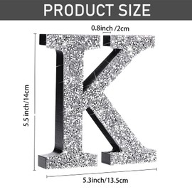 Qunclay 5.7 Inch Crystal Diamond Letters Shiny Letters Decor Hanging Letters with Screws and Hooks Rhinestone Diamond Decorations House Warming Gifts for Wall Bedroom Office Door(Letter K)