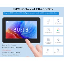 UeeKKoo ESP32-S3 Development Board with 4.3inch Touch Screen IPS Display 800x480 Resolution, 32-Bit LX7 Dual-Core Processor Support CAN RS485 I2C Interface, 2.4 G H z W-i-F-i/Blue-Too-th 5, with Case