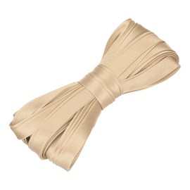 MECCANIXITY Double Fold Bias Tape for Sewing 2/5 Inch x 5.5 Yards Satin Pre-fold Continuous Binding Tape for Seaming Quilting Hemming Binding DIY Crafts, Beige