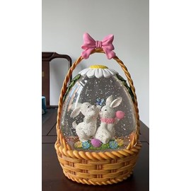 Snow Globes Lantern,6H Timer Red Glitter Snowr Globe,Musical Singing and Lighted Plug-in & Battery Operated Lighted Water Glittering Snowing Globe (【Butterfly Basket】)