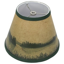 FenchelShades.com 5" Top Diameter x 9.5" Bottom Diameter x 7" Slant Height Fabric Barrel Lampshade Spider Hardware (Lakescape)