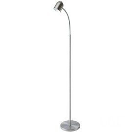 5 Watt LED Floor Lamp, Satin Chrome Finish, 53 Inch Standing Dimmable Floor Lamp for Home Decor, Bedroom, Living Room, or Office, Great for Reading, Ambient Lighting, and More, 5 Year Warranty