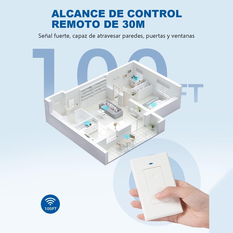 Interruptor de Luz Inalámbrico y Kit de Receptor Sin Cableado