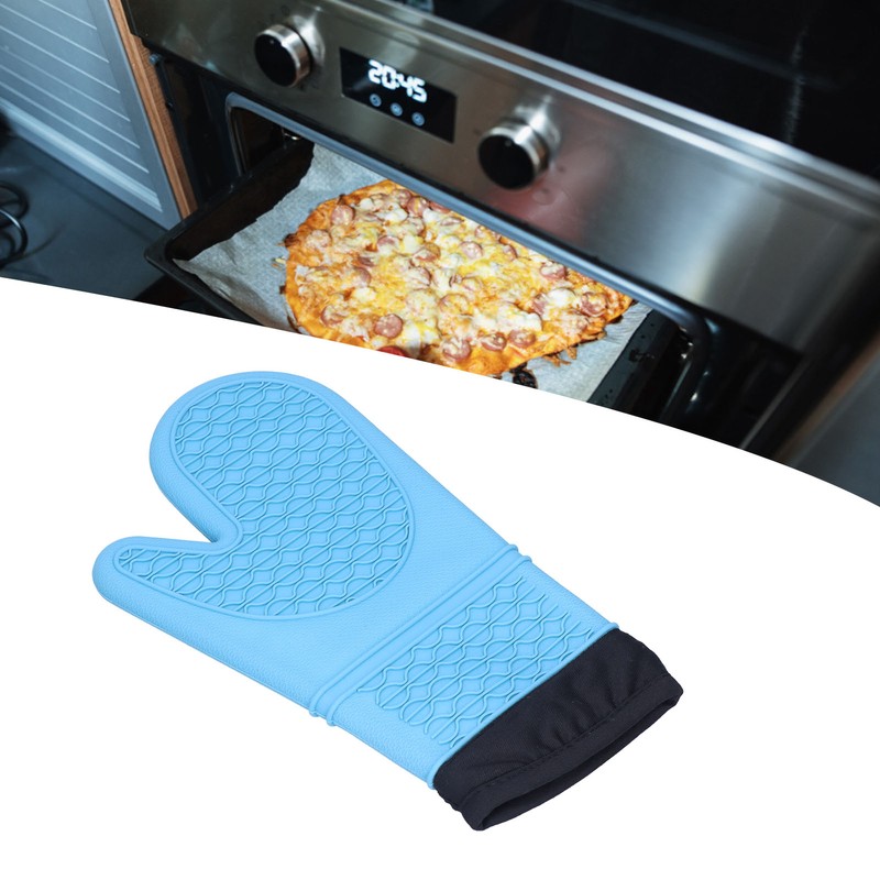 Silicone Oven Mitts with Cotton Heat Insulated Anti Scalding Baking