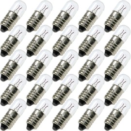 MEETOOT 25pcs E10 Mini Light Bulbs 6.3V 0.15A Physical Electrical Experiment Screw Base Indicator Light Incandescent Bulb Old-Fashioned Flashlight Lamp