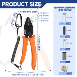 Fishing Crimping Tool Kit Fishing Crimping Pliers 500pcs Crimp Sleeves Set Hand Crimper Plier Set High Carbon Steel Fishing Plier Fishing Beads Wire Rope Leader Crimping Tool