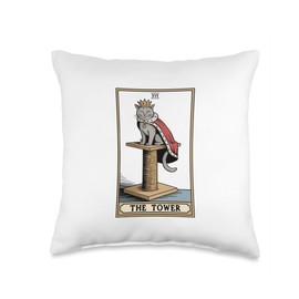 Cat Tarot Card The Tower Cat Scratching Post Tree Cat Throw Pillow