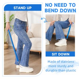 Fanwer Metal Long Shoe Horn with Dressing Stick - Shoe Horn Long Handle for Seniors, Disabled, Elderly | Adjustable Dressing Aid for Post-Surgery, Limited Mobility | Sock Remover & Shoe Helper Tool