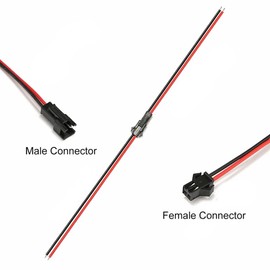 Vrabocry 22 AWG JST SM 2 Pin Male and Female Connector Adapter 15 cm Cable Female / Male for Plain LED Strip 5050 3528 5630