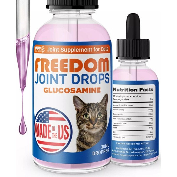 Pup Labs Joint Drops for Cats With Hyaluronic Acid Msm