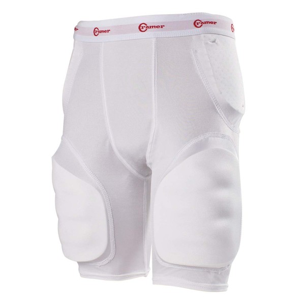 Cramer Classic 5-Pad Football Girdle with Hip, Tailbone and Thigh Pads, Integrated Girdle, Compression Football Gear, Football Equipment, Football Pads, Protective Gear for Football, White, Small