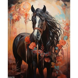 WUIVCTR Paint by Numbers Horse for Adults, Acrylic Oil Painting by Numbers Kits for Beginner with Brushes Paintwork Art Canvas for Home Decor 40x50 cm