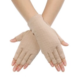 Maxdot Sun Gloves for Women UV Protection Fingerless Non Slip sunscreen Driving Gloves for Summer Outdoor(1 Pair,Khaki)